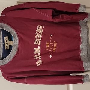 BUM EQUIPMENT VINTAGE SWEAT SHIRT MAROON/GREY sz L